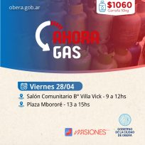 AHORA GAS: Hoy  el programa estará para los vecinos del Barrio Villa Vick