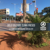 Fin de semana despejado y con sol en Oberá, temperatura máxima de 25º