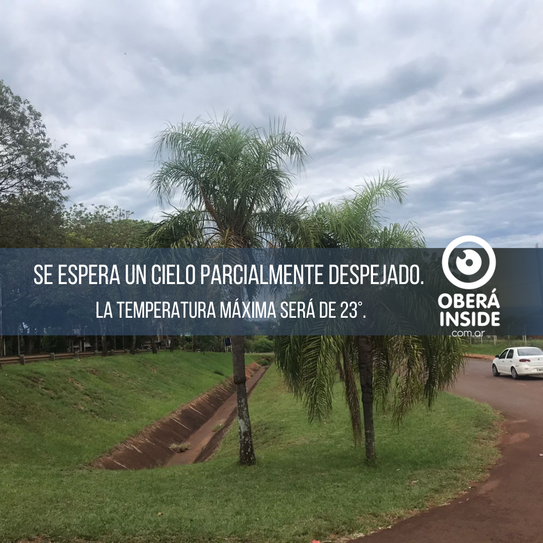 Cielo nublado en Oberá con posibles lluvias en la tarde noche de hoy