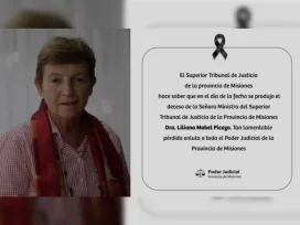 El Poder Judicial de Misiones esta de luto, falleció a sus 71 años Liliana Picazo, la Ministra del Superior Tribunal de Justicia