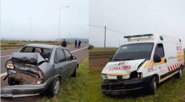 POSADAS: Una ambulancia choco a un automóvil que estaba estacionado en la costanera sur, por otro accidente anterior