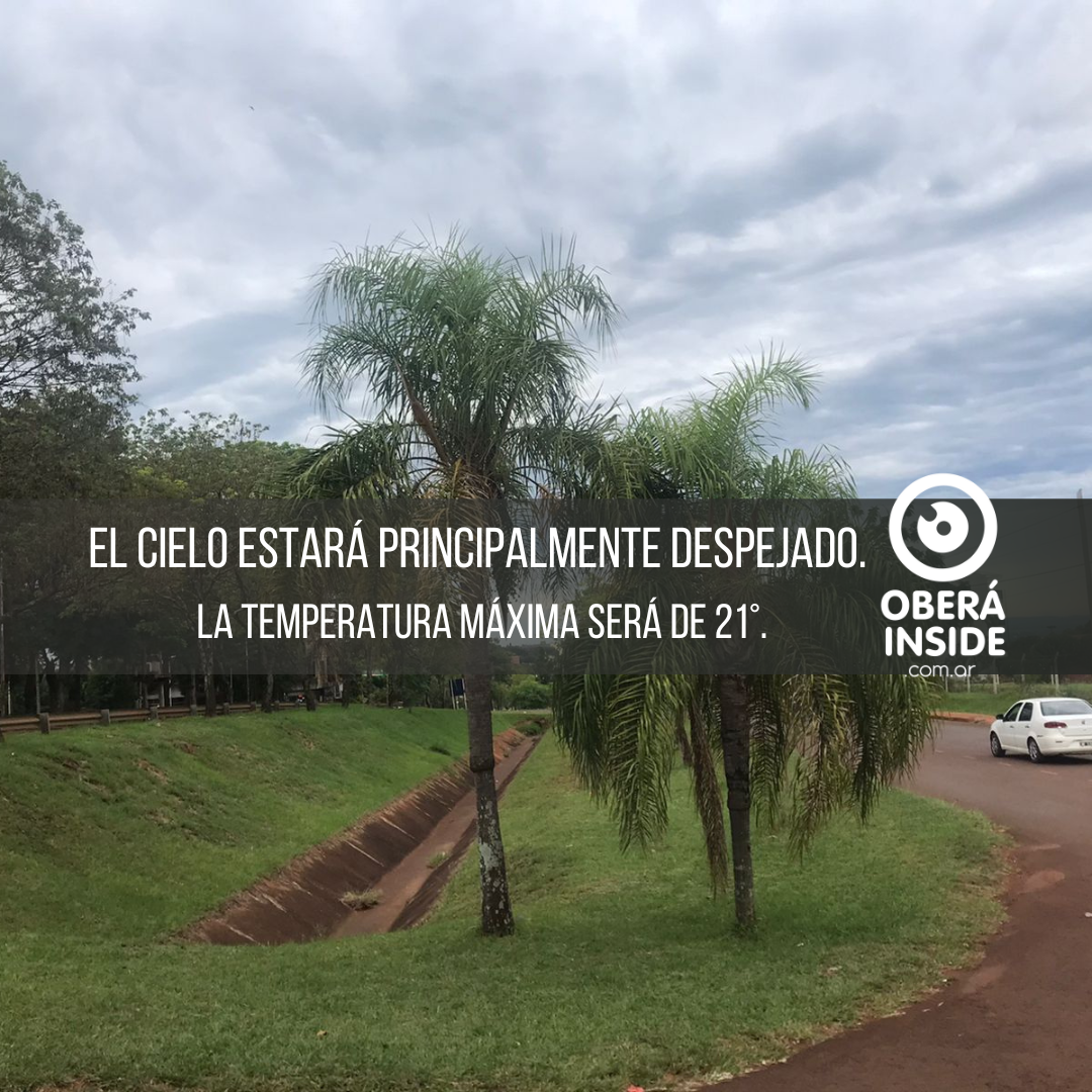 Se mantiene el cielo despejado, con probabilidad de lluvias en la tarde noche en Oberá