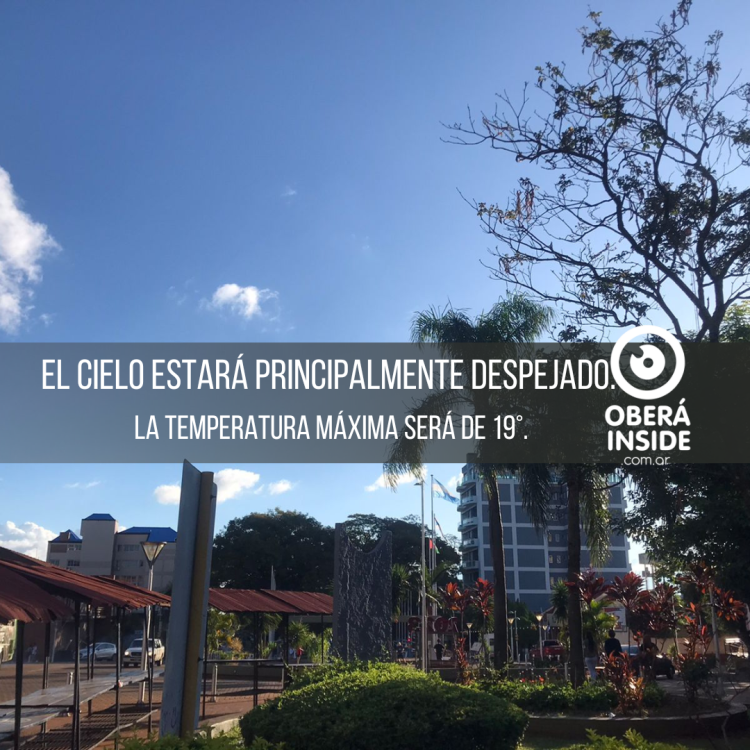 Sigue el clima soleado en Oberá con bajas temperaturas en la noche