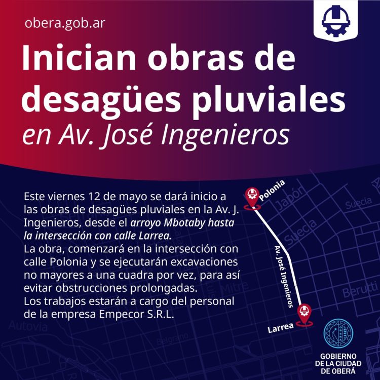 OBERÁ: Inicio de Obras en Av. José Ingenieros- circular con precaución
