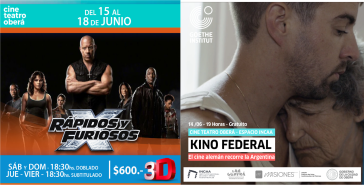 Cartelera Cine Teatro Oberá – Espacio Incaa – del 14 al 18 de junio