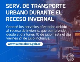 Como sigue el Servicio de Transporte Urbano en el receso invernal