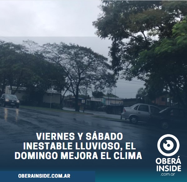 Viernes y sábado inestable lluvioso, el domingo mejora el clima