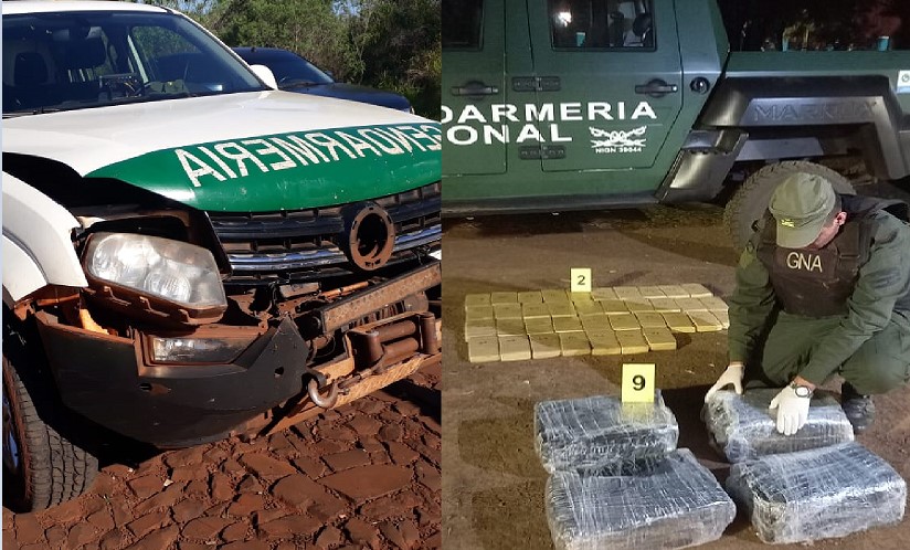 Chocó un patrullero de Gendarmería intentando escapar, llevaba en el auto 410 paquetes de marihuana 