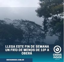Llega este fin de semana un frío de menos de 10º a Oberá