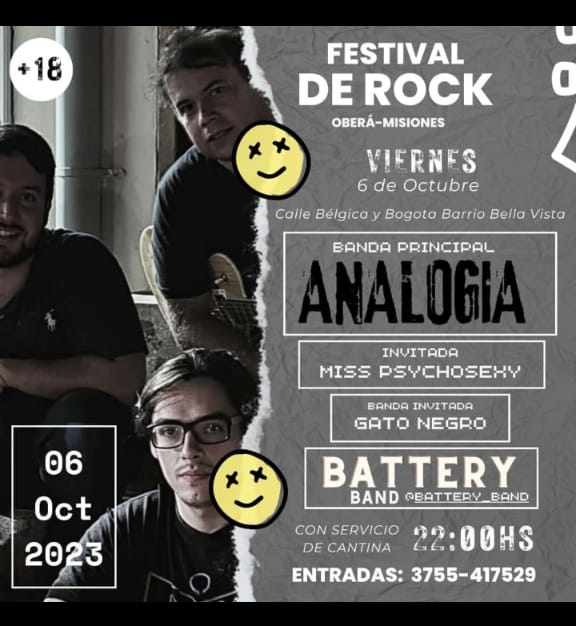 Este viernes 6 llega un Festival de Rock a Oberá, con los chicos de ANALOGÍA y varias bandas invitadas