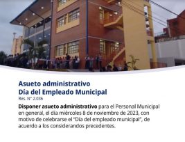 El miércoles 8 será Asueto Administrativo por el Día del Empleado Municipal 