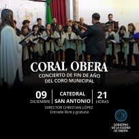 Concierto de fin de año del Coro Municipal “Coral Oberá”, entrada libre y gratuita