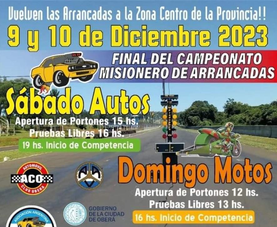 Final del Campeonato Misionero de Arrancadas, este 9 y 10 de diciembre en el autódromo de Oberá