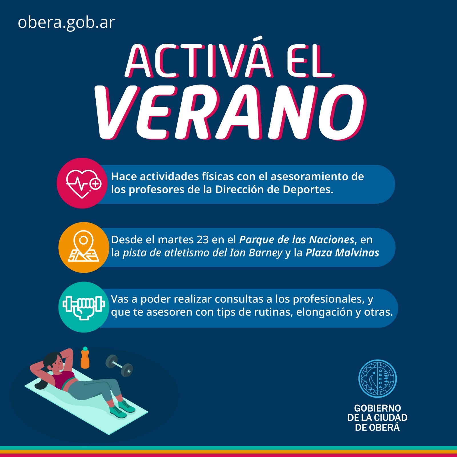 Actividades físicas gratuitas brindadas por profesores en Oberá
