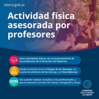 OBERÁ: Actividades físicas guiadas, en distintos puntos de la ciudad 