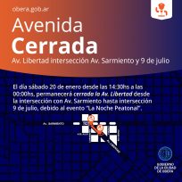 OBERÁ: Mañana estarán cerradas las Avenidas Liberta, e intersección Sarmiento y 9 de Julio