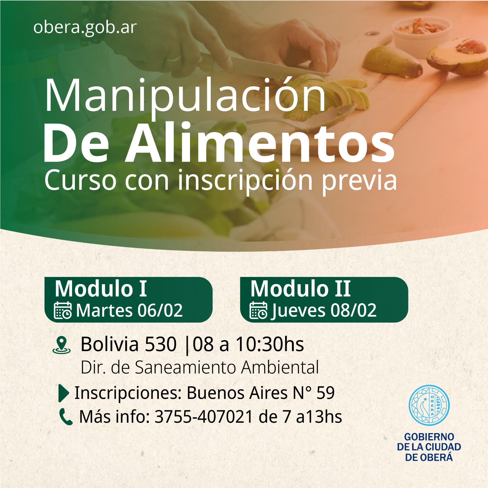 Curso gratuito para manipuladores de alimentos en Oberá