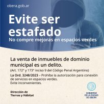 Evite ser estafado: ¡NO compre mejoras en espacios verdes!