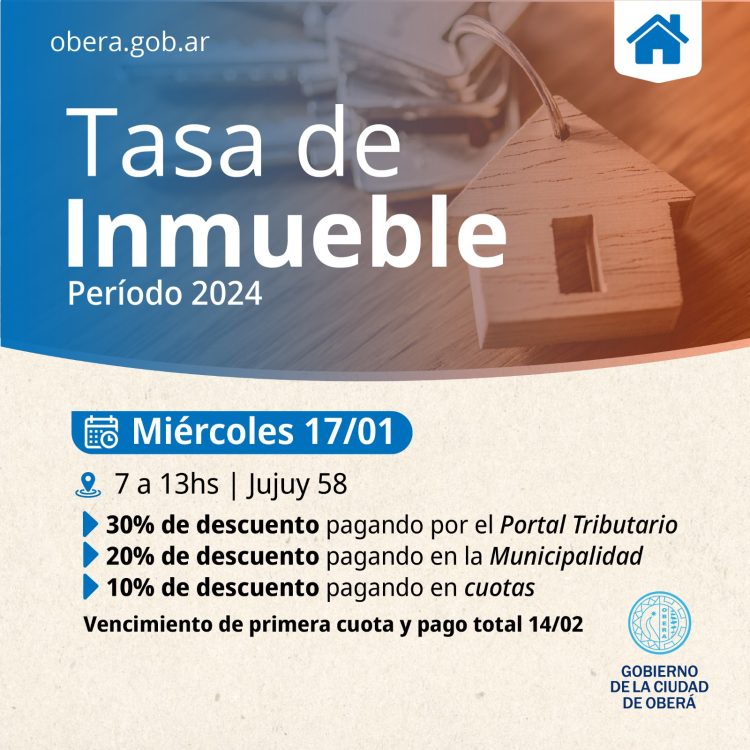 Fechas de vencimientos de la Tasa de Inmueble 