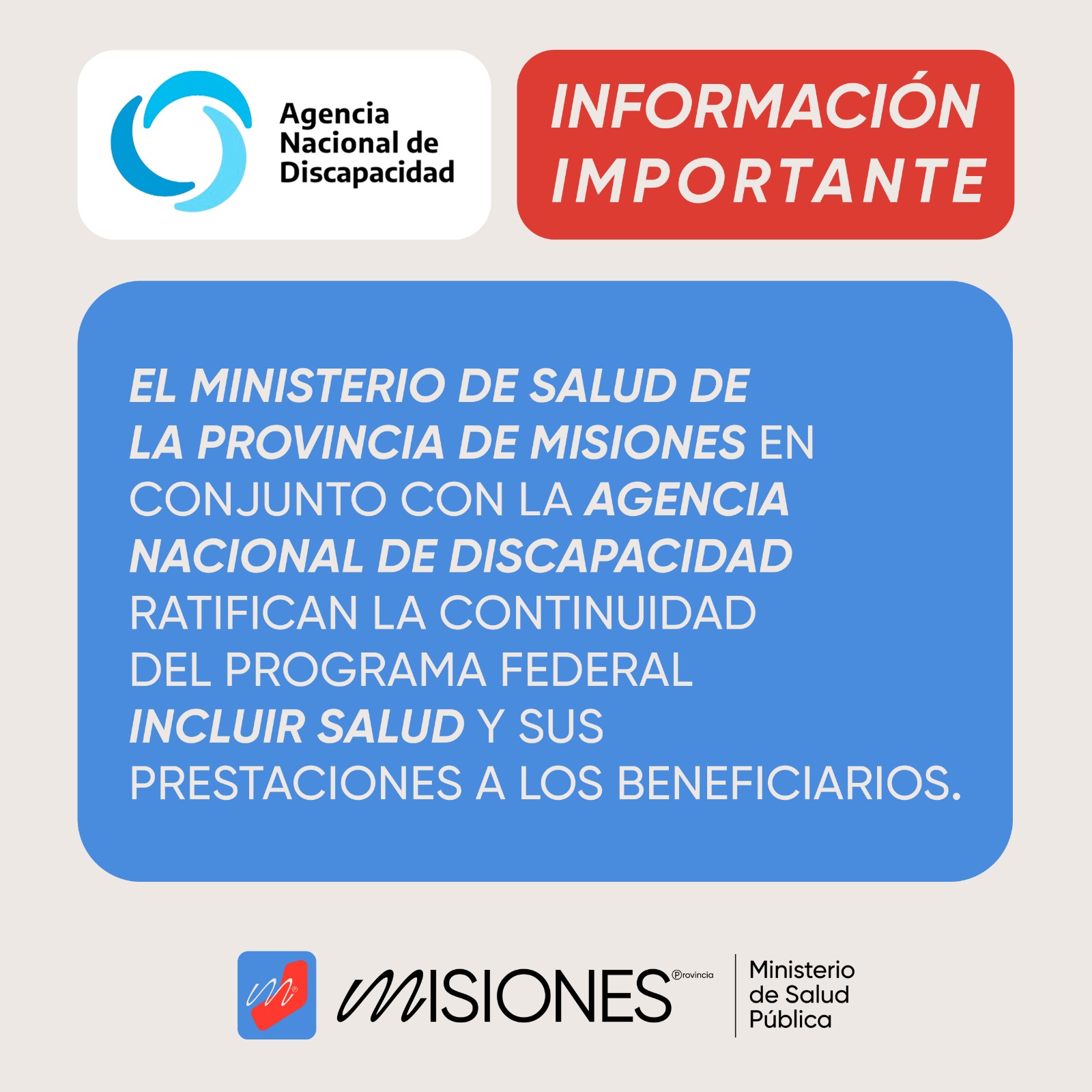 Se garantizan la continuidad del programa federal Incluir Salud