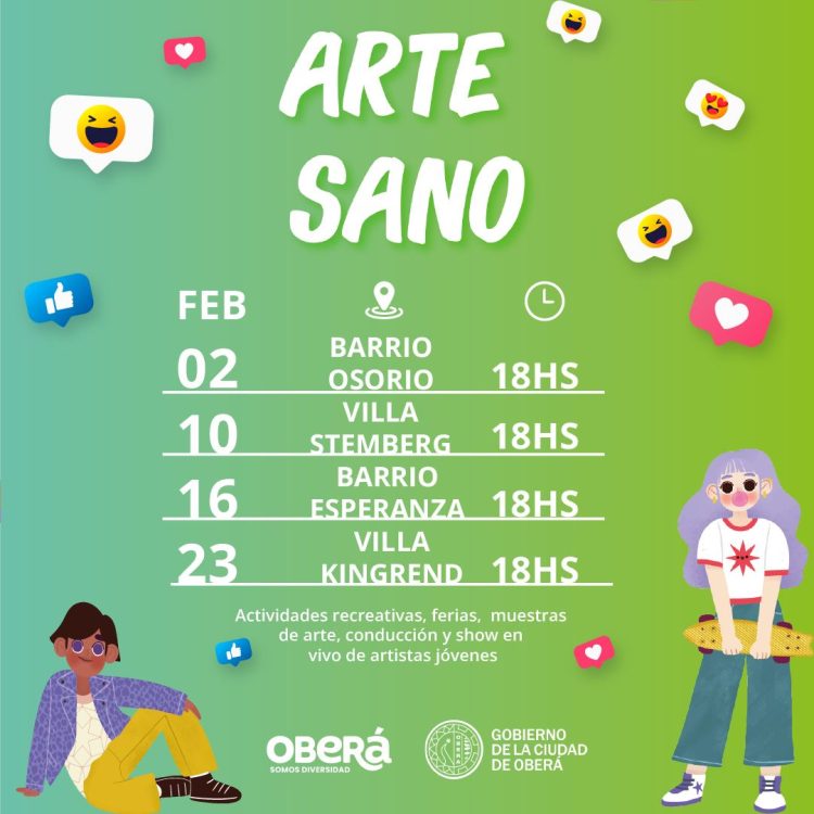 Segunda fecha para disfrutar del evento “Arte Sano”,el sábado 10 de febrero en Villa Stemberg