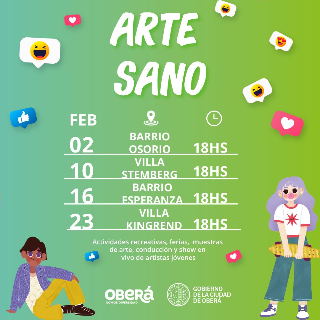 Segunda fecha para disfrutar del evento “Arte Sano”,el sábado 10 de febrero en Villa Stemberg