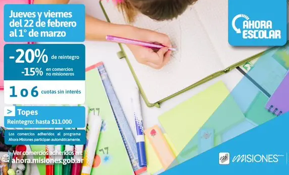 A partir de hoy esta en funcionamiento el programa Ahora Escolar, con reintegros de hasta un 20%