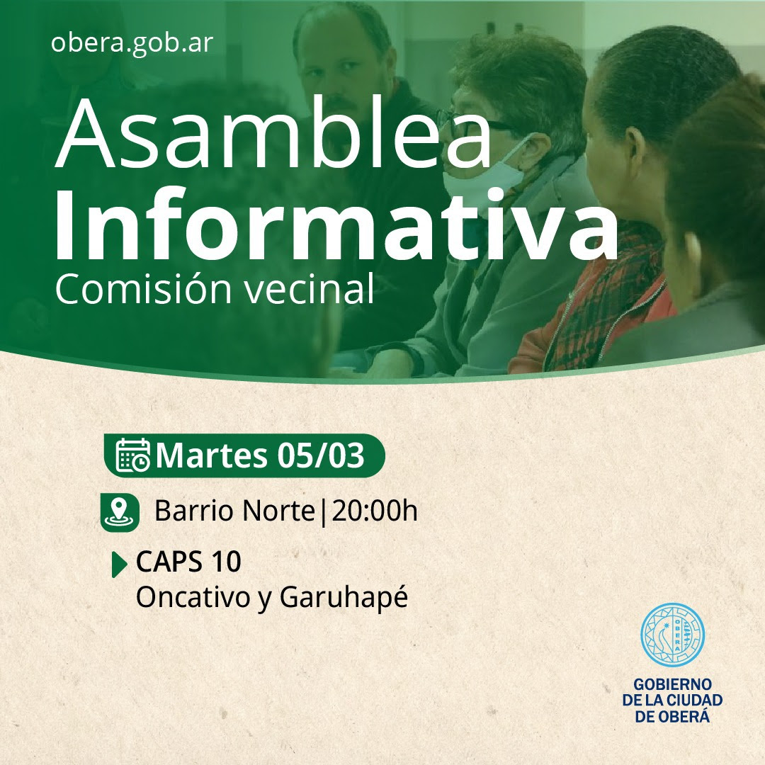 OBERÁ: Hoy se realiza una asamblea informativa en Barrio Norte