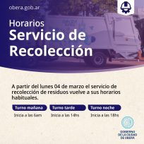 Se reanudan los Servicios de Recolección en Oberá