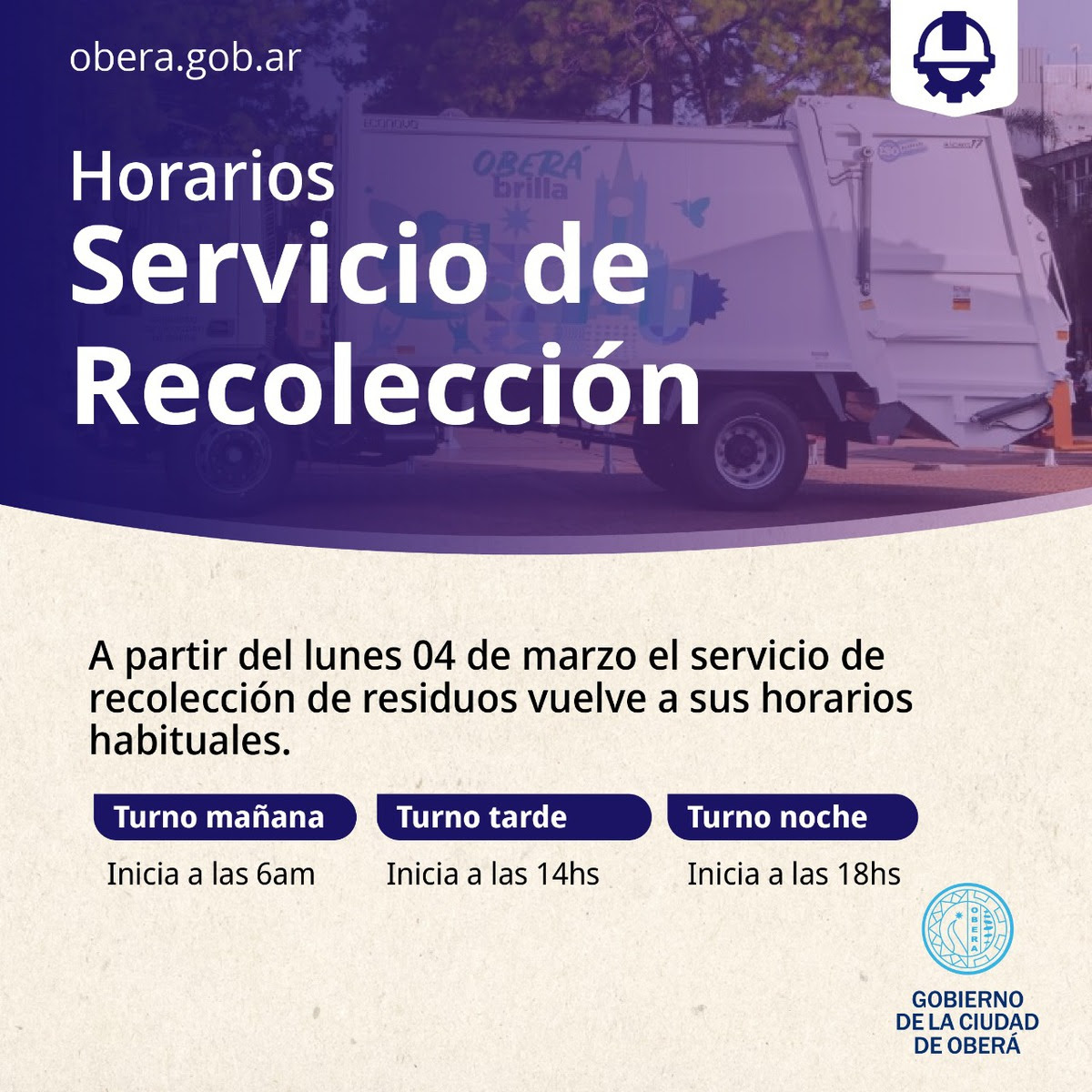 Se reanudan los Servicios de Recolección en Oberá