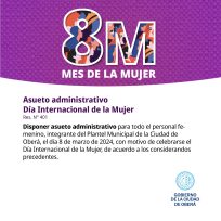 OBERÁ: Asueto administrativo por el Día Internacional de la Mujer 
