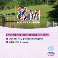 Entrada gratuita para mujeres en el Salto Berrondo y en el Jardín de los Pájaros