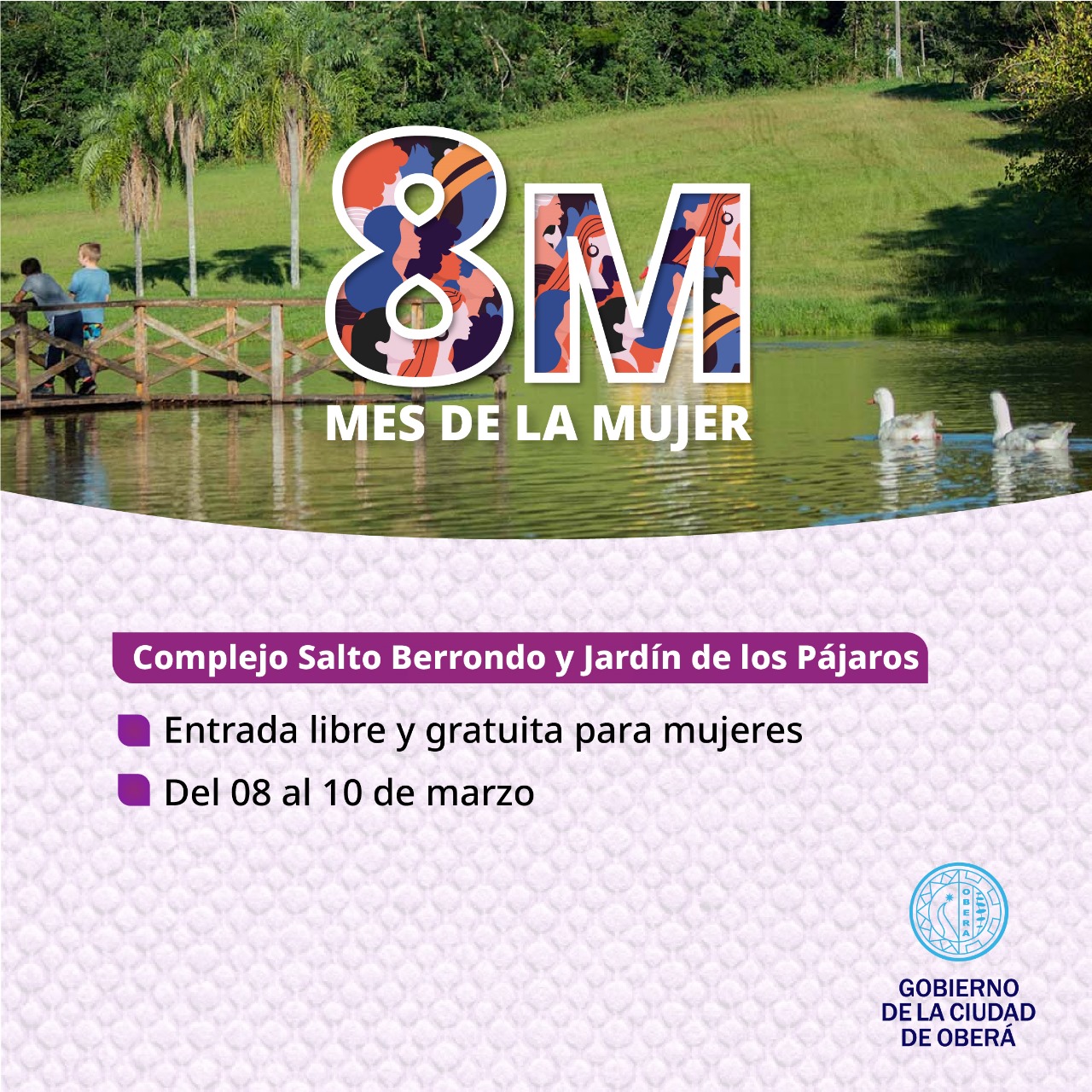 Entrada gratuita para mujeres en el Salto Berrondo y en el Jardín de los Pájaros