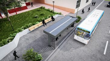 El Gobierno de Oberá construye una Parada Unificada sobre la avenida Sarmiento