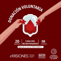 OBERÁ: Jornada de Donación de Sangre en la Casa del Bicentenario