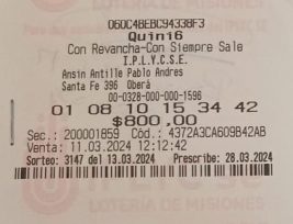 Nuevo ganador del Quini 6 en Oberá, por 14 años jugo los mismo números