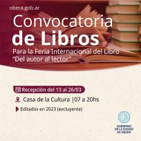 Convocatoria a autores literarios de Oberá para la Feria Internacional del Libro 