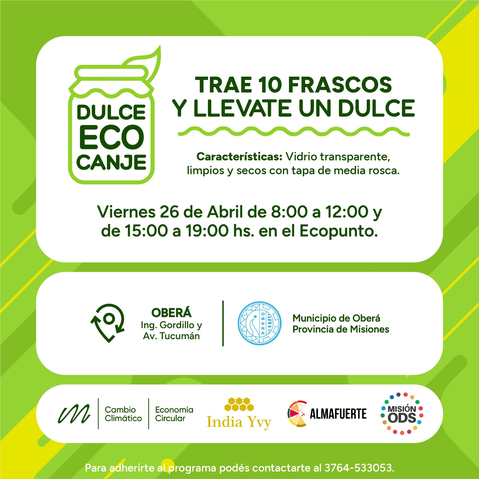 Oberá se suma a la primera jornada del ¨Dulce Eco Canje¨