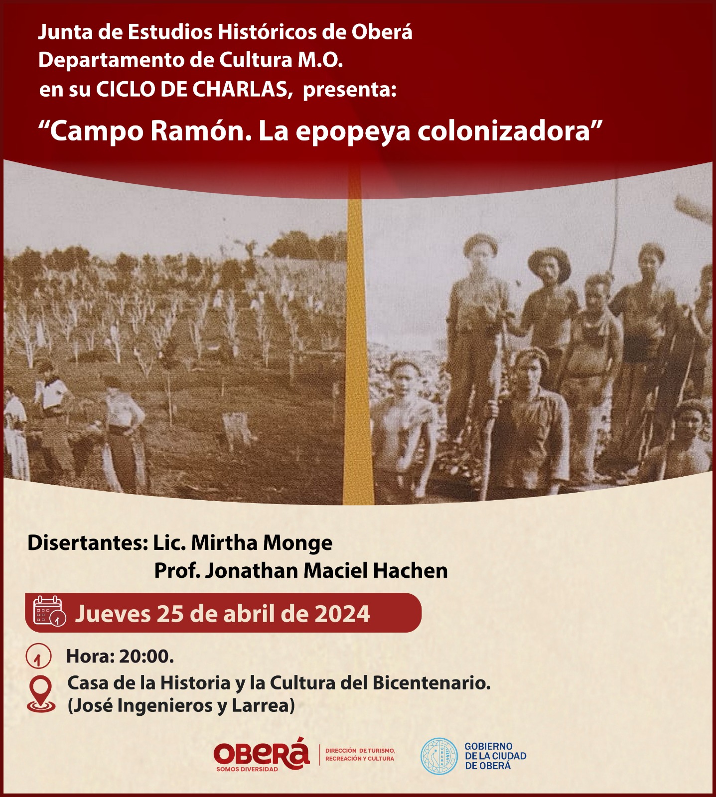 Vuelven los Ciclos de Charlas de la Junta Histórica de Oberá