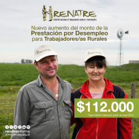 El RENATRE aumentó a $112.000 la prestación por desempleo a partir de mayo