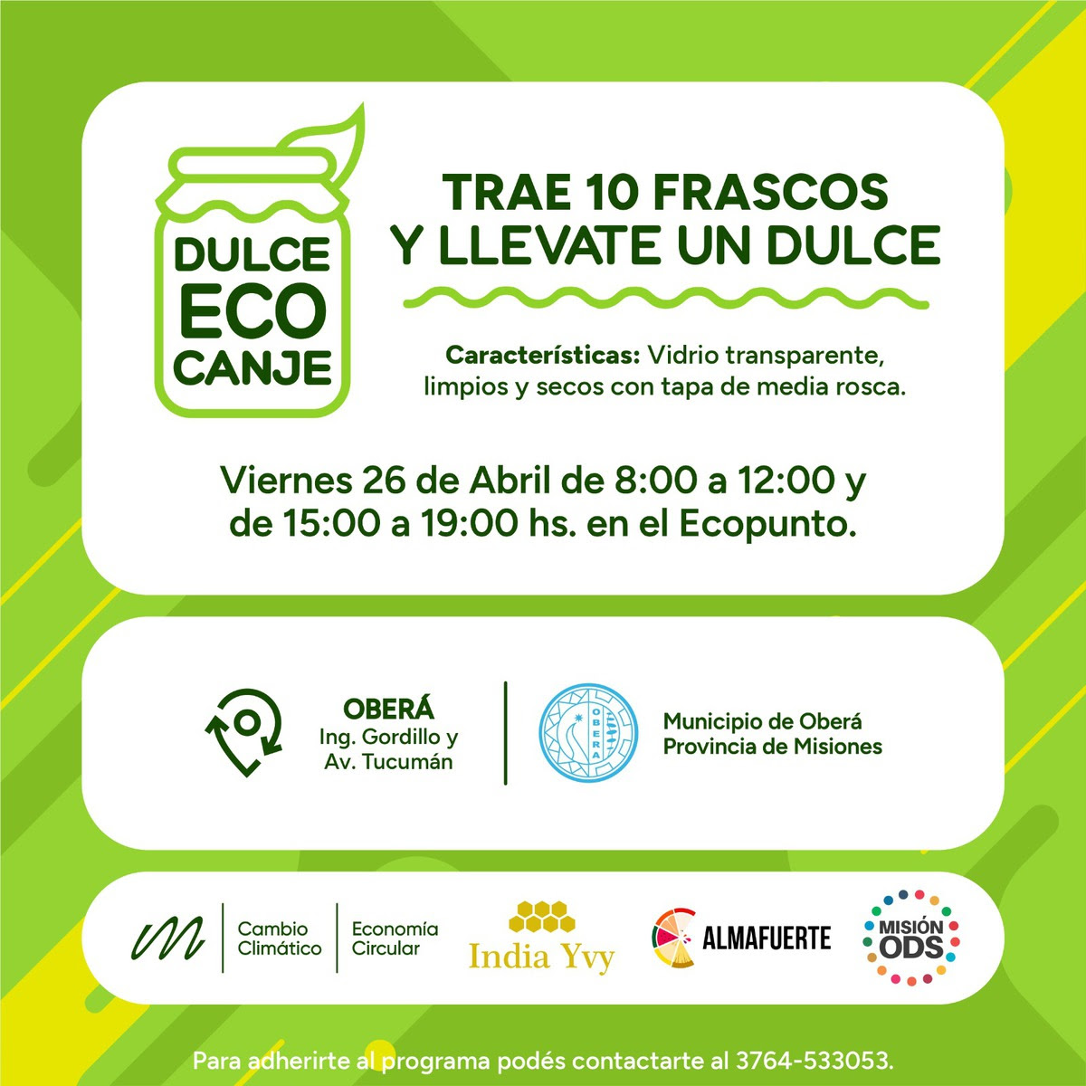 Oberá se suma a la primera jornada del ¨Dulce Eco Canje¨