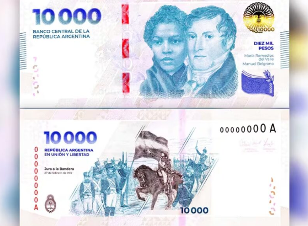 El Banco Central puso en circulación el nuevo billete de $ 10.000