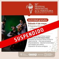 OBERÁ: Queda suspendido el Festival de la Verdulera y Peatonal Cultural