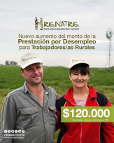 El RENATRE vuelve a aumentar la prestación por desempleo y asciende el monto máximo a $120.000