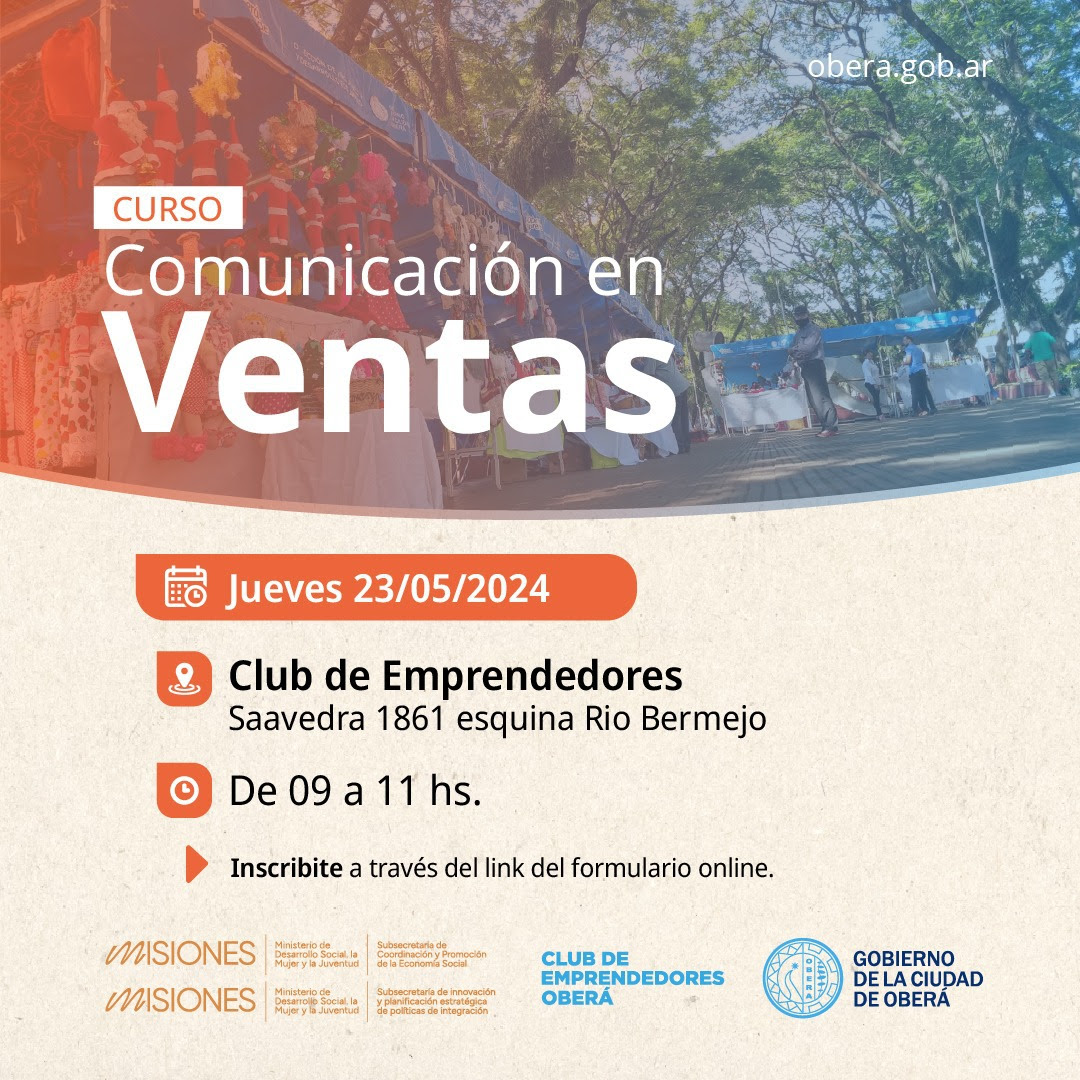 Más capacitación en Oberá, se dará una charla sobre ¨Comunicación en ventas¨