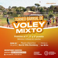 OBERÁ: Torneo Barrial de voley mixto en Villa Stemberg