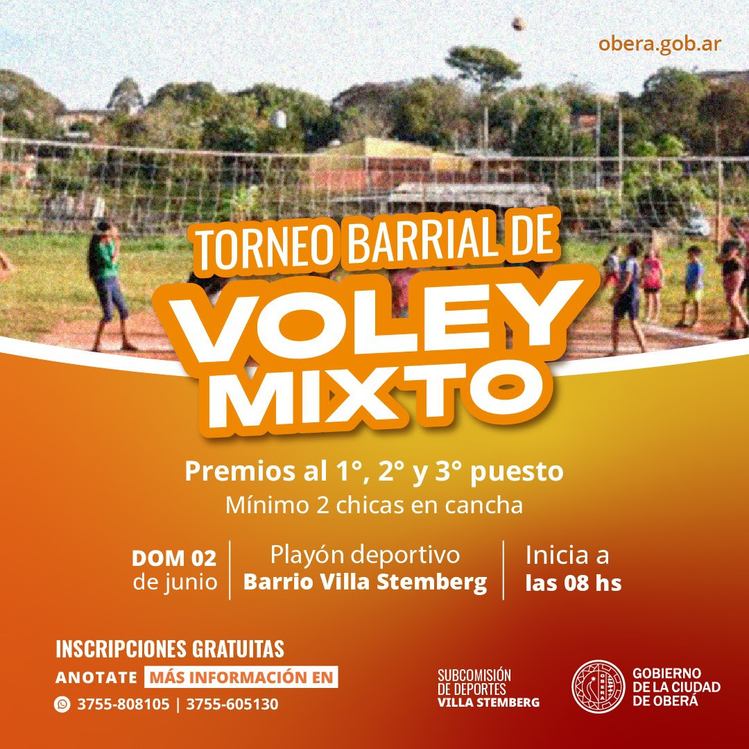 OBERÁ: Torneo Barrial de voley mixto en Villa Stemberg
