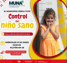 CAMPO VIERA: Mañana se realizarán controles de niño sano, en el Playón del kilómetro 28