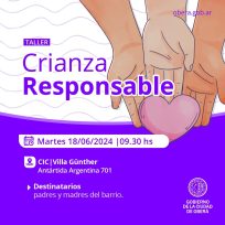 Se realizará un Taller de Crianza Responsable en el Barrio Villa Günther