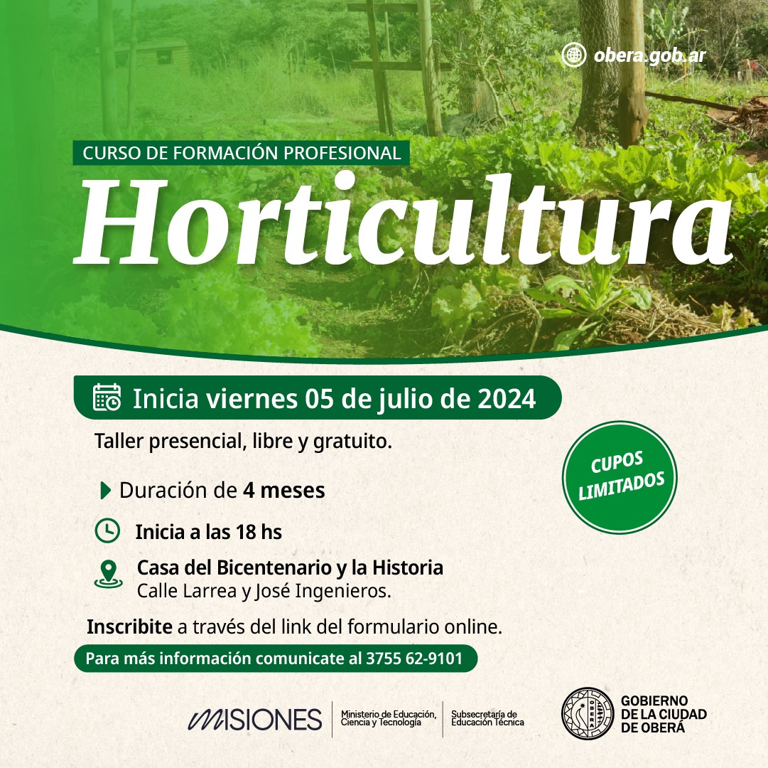 Inscripciones Abiertas a cursos de formación en Piscicultura, Horticultura y Apicultura